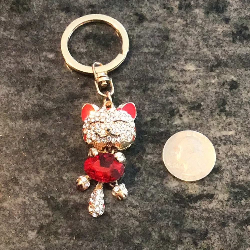 Kitty Rhinestone key ring